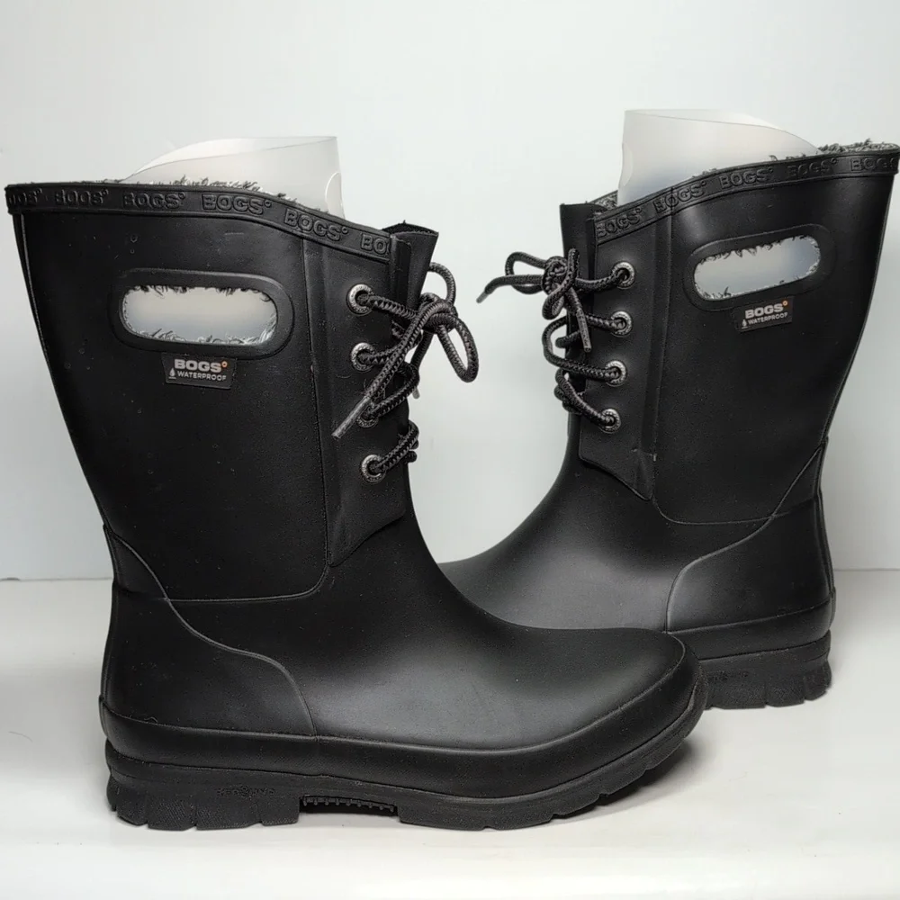 Bogs black amanda plush insulated waterproof rain boot women's size 6 EU 37